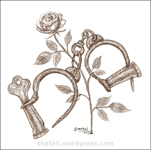 handcuffs-and-rose-pen-and-ink-drawings-for-creativity-carnival